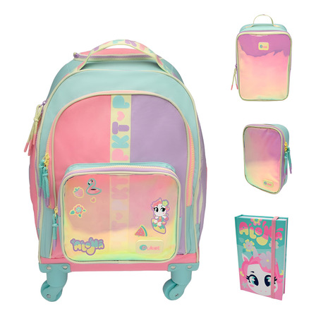 Kit Escolar Mochila C/ Rodinha 360o Color Block Mna - Puket Kit Escolar Mochila C/ Rodinha 360o Color Block Mna - Puket