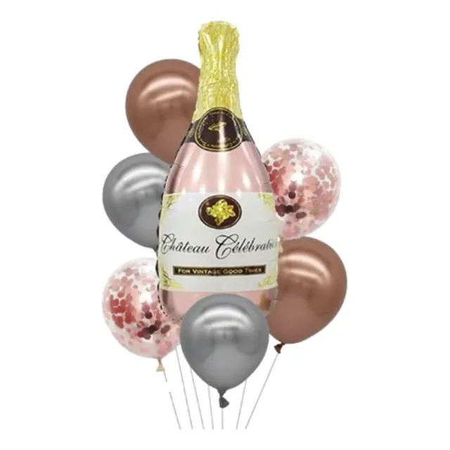 Juego De Globos Champaña Oro Rosa