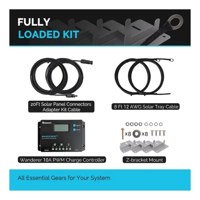 Renogy 50w Kit Panel Solar Generador Eléctrico Fuente Poder