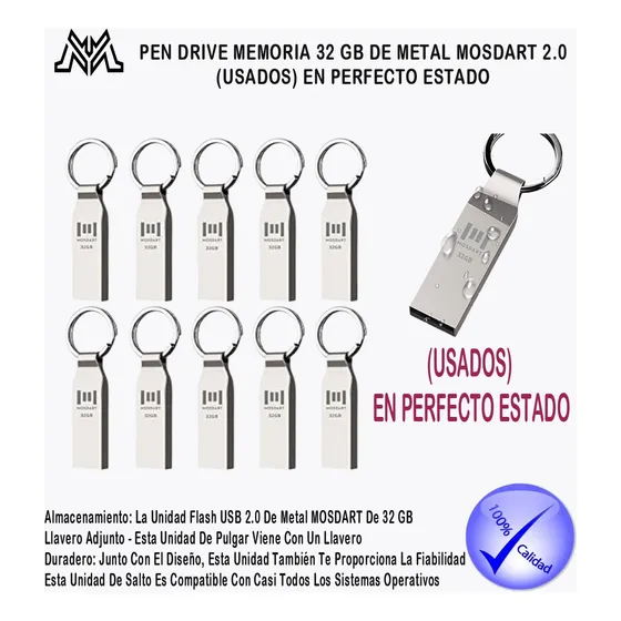 Memoria 32 Gb De Metal Mosdart 2.0 (usados) En Buen Estado