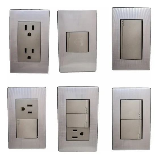 Apagadores Y Tomas Placa Acero Inoxidable Paquete 41 Piezas 