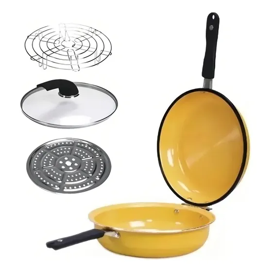 Sarten Doble Antiadherente Doubletta Parrilla Schaffhausen Color Amarillo