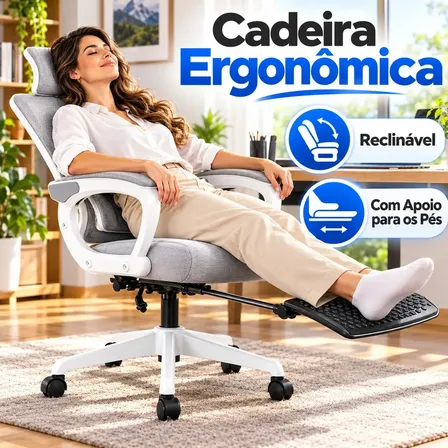 Cadeira De Escritório Ergonômica Com Suporte Lombar Elástico Branco