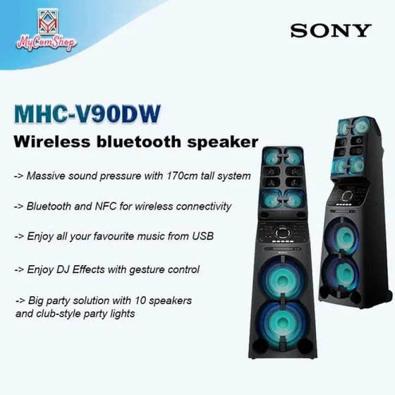 Mini System Sony Mhc-v90dw Bluetooth Preto 2400 W