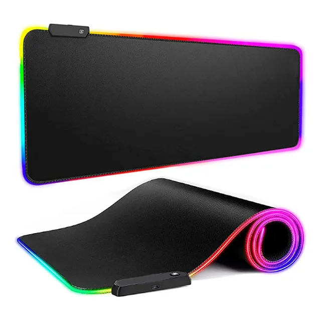 Pad Mouse Gamer Rgb Iluminado Color Negro