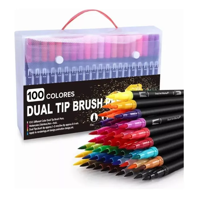 . 100 Colores Marcadores Plumones Punta De Pincel Dual Brush