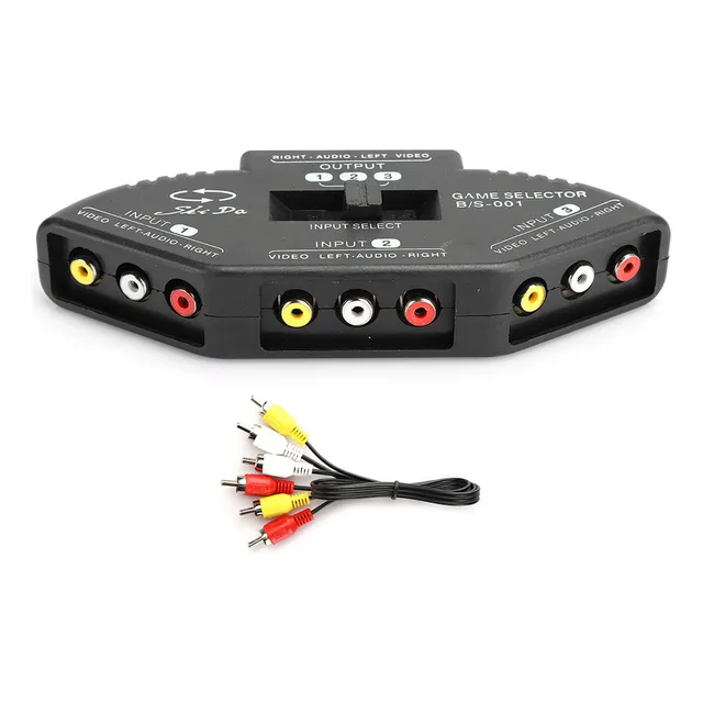 Cable Divisor Av Negro Con Conector De 3 Entradas Y 1 Salida