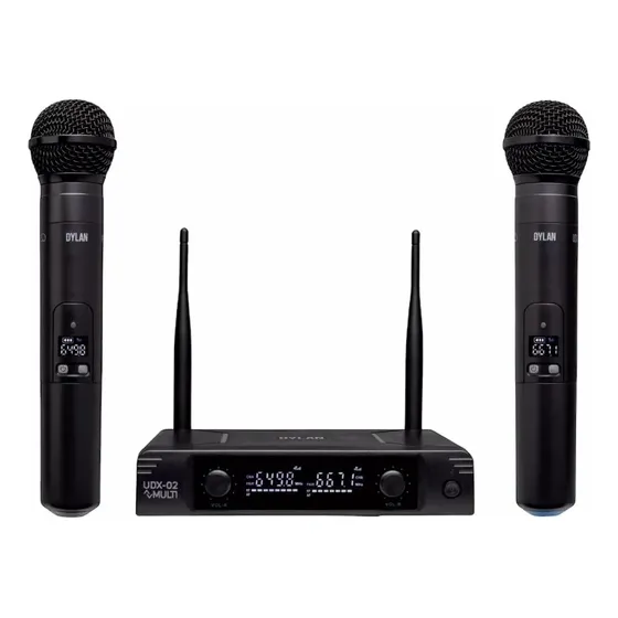 Microfone Sem Fio Duplo Uhf Display Digital 30 Canais Udx 02