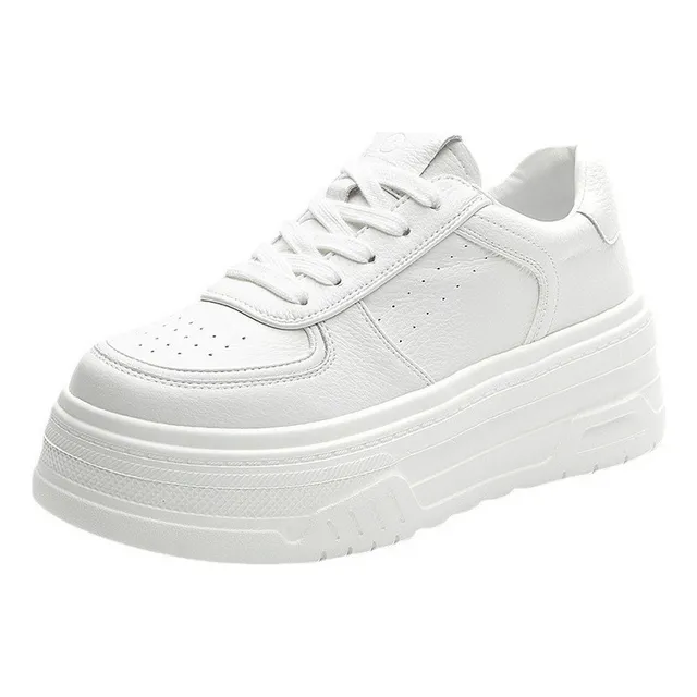 . Zapatillas De Piel Auténtica Con Plataforma De 6 Cm
