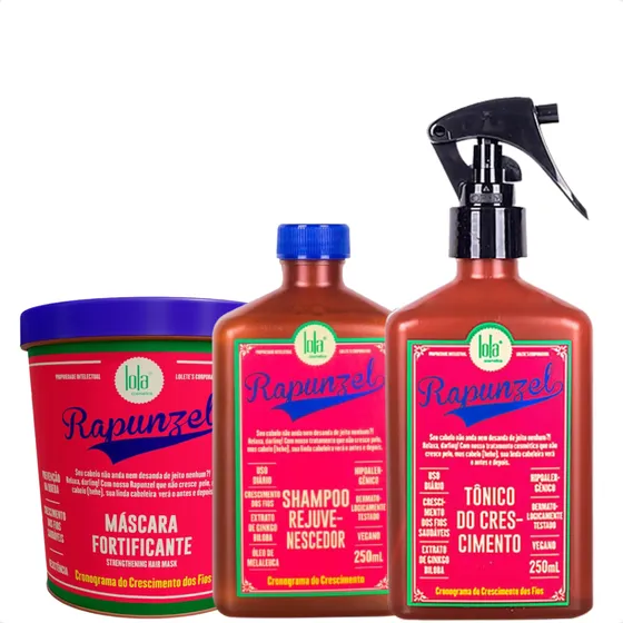 Kit Lola Cronograma Rapunzel Shampoo + Tônico + Mascara 450g