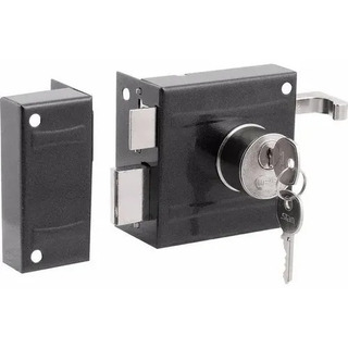 Fechadura Portão 701/80 Preta Sobrepor Inox Stam Fechadura Portão 701/80 Preta Sobrepor Inox Stam