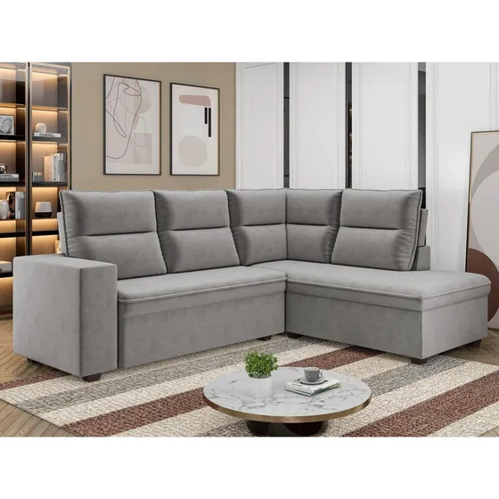 Sofá De Canto Tamanho 220cm X 176cm Arruba Cinza Cbwt