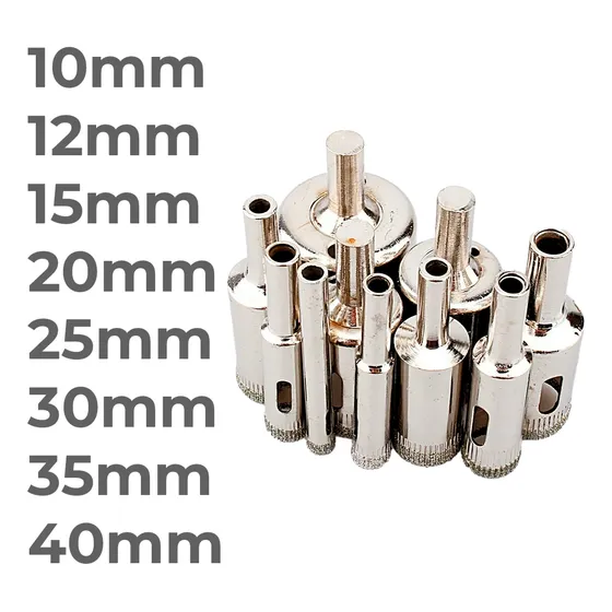 Set Mecha Copa Diamantada Broca Vidrio Cerámica Mármol