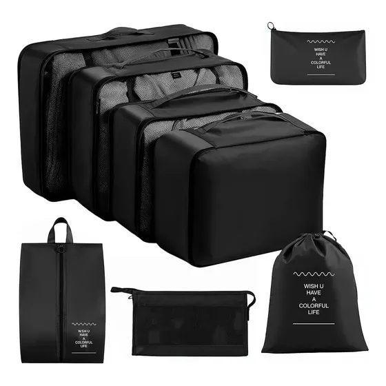 Set de 8 Cubos Organizadores de Equipaje por Colores para Maleta Familiar