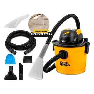 Aspirador De Pó E Água Com Bico Extratora E Bocal Sopro Compacto 10 Litros Amarelo/preto Tbap100 The Black Tools 127v