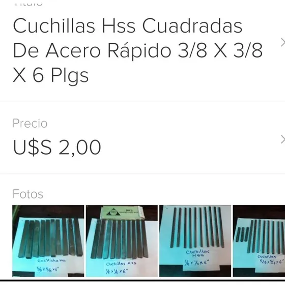 Cuchillas  3/8 X 3/8 X6  Hss Para Torno