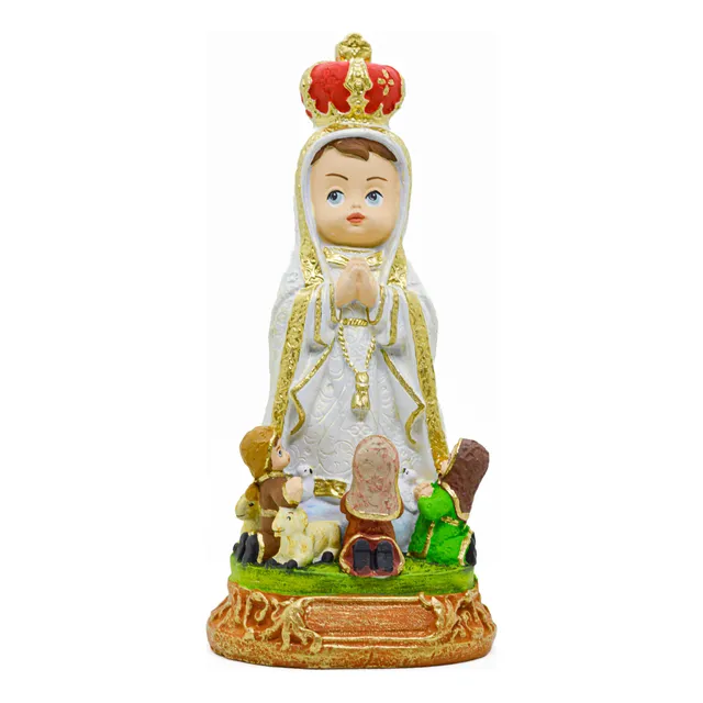 Escultura Artesanal De La Virgen De Fátima Infantil Idekoart