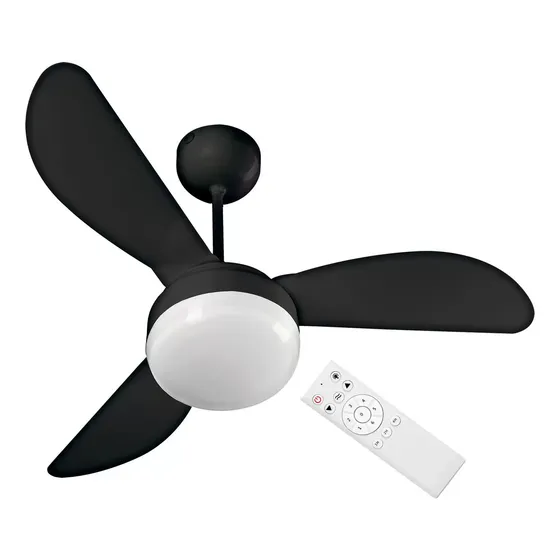Ventilador de teto Ventisol Fenix Inverter Controle Remoto preto com 3 pás de plástico, 960 mm de diâmetro 127 V/220 V