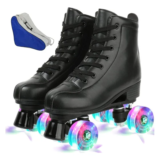 Patines Roller De 4 Ruedas Doble Fila Para Mujer Con Led