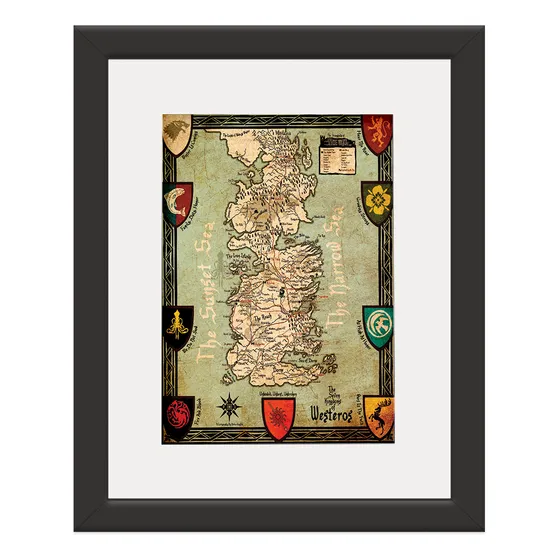 Quadro Game Of Thrones Mapa 56x46cm Vidro + Paspatur U2903