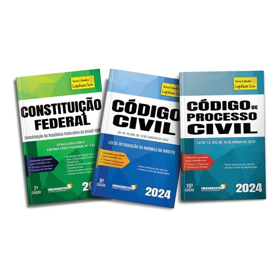 Livro Lei Seca 2024 - Constituição Federal + Código Civil + Código De Processo Civil - Direito Acadêmico - Brochura