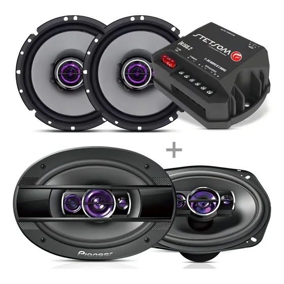 Auto Falantes Pioneer 6 + Boca 6x9 400w 69 + Módulo Stetsom Cor Preto