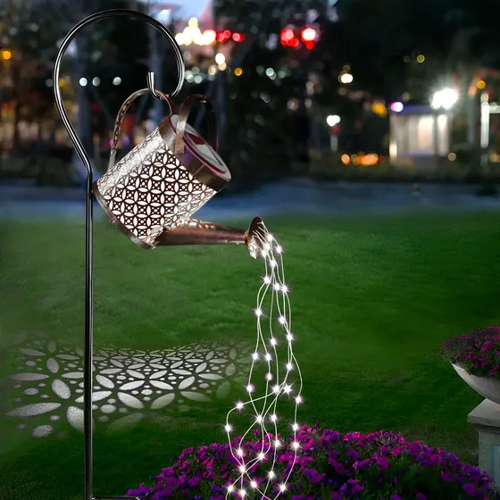 Regadera Solar Hueca Agua Led Impermeable Estructura Negro | Cuotas sin interés