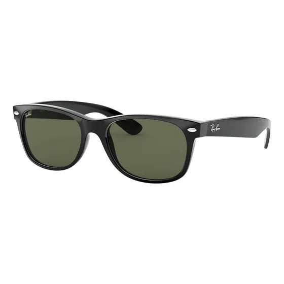 Anteojos de sol Ray-Ban New Wayfarer Classic talle Small diseño Cuadrado armazón polished black y lente green