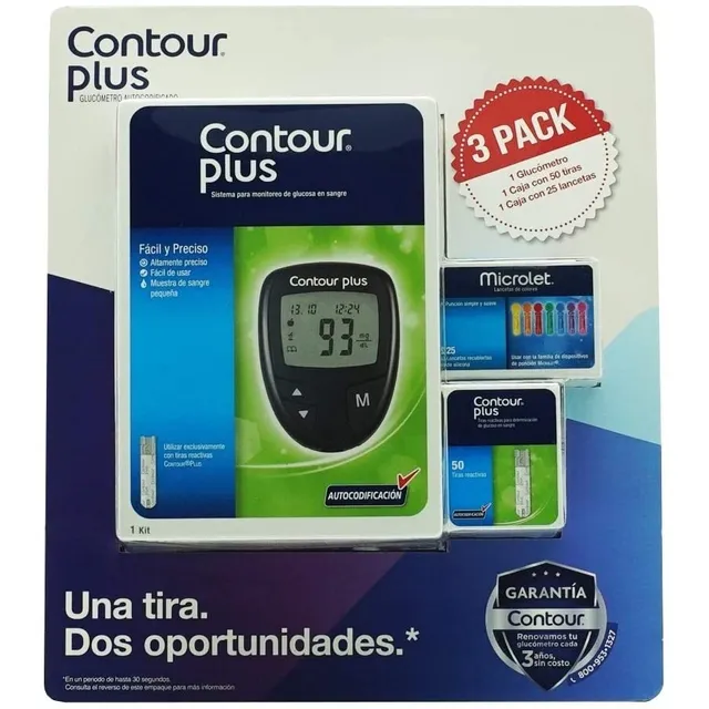 Glucómetro Contour Plus Con 50 Tiras Y 25 Lancetas