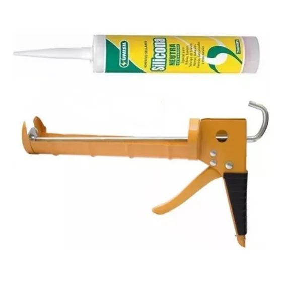 Kit Pistola + Silicona Neutra 280 Ml Unisil - Secado 24 Hs