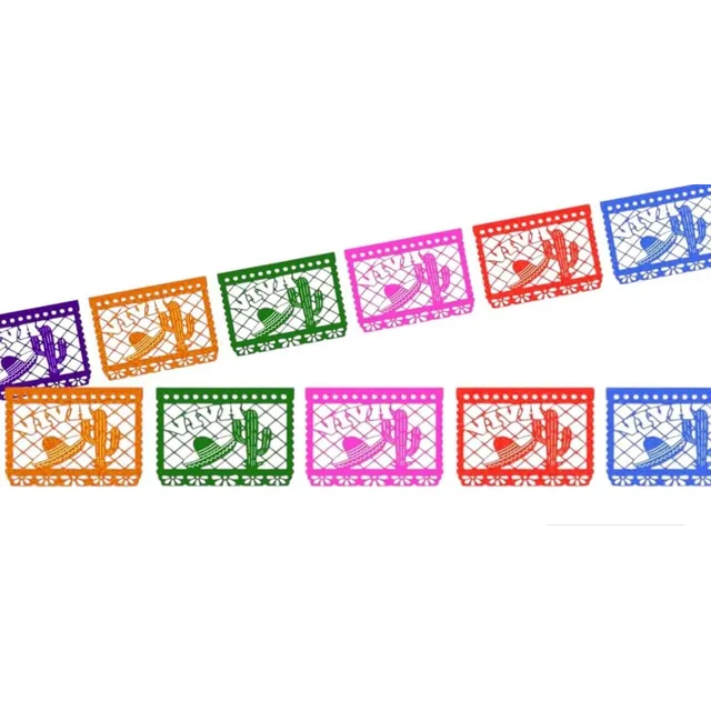 Banderin Guirnalda Mexicana Papel Seda Destello Floral 5mts