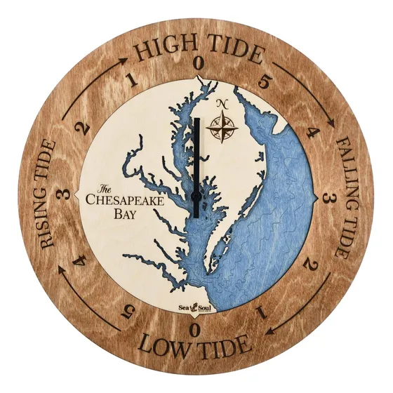 Area Mapa Madera 3d Tabla Nautica Costa Este Reloj Marea 16 