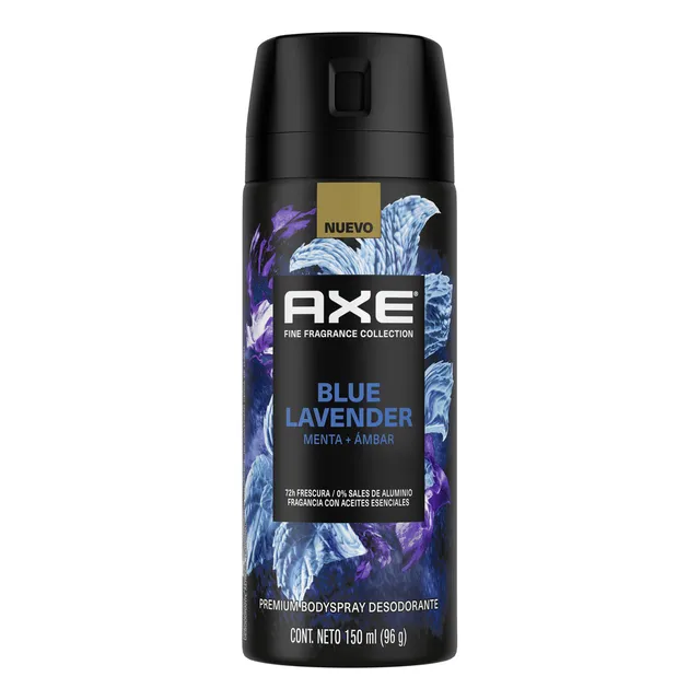 AXE Fine Fragrance Collection Desodorante premium en aerosol Blue Lavender, fragancia fina y 72h de frescura, elaborado con aceites esenciales 150 ml