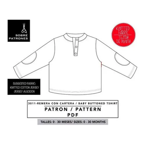 Molde De Costura Patron Camiseta Con Cartera Bebe Imprimible
