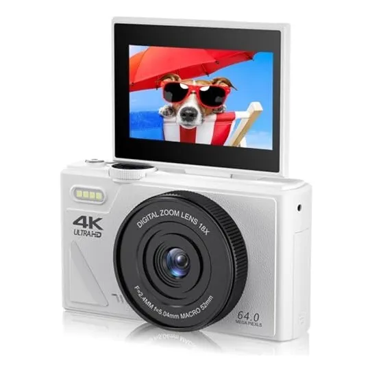Câmara Digital Retro De 64 Mp, 4k Uhd Com Zoom De 18x