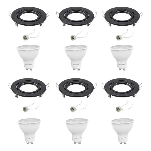 Pack 6 Focos Embutido Movil Con 6 Ampolletas Gu10 - Rigel