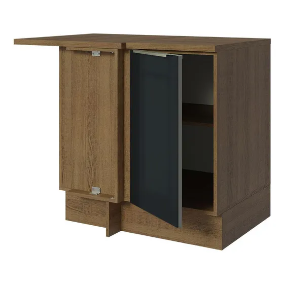 Gabinete Bajo De Esquina Cocina Madesa Lux Con Encimera Mn Color Rustic/Negro