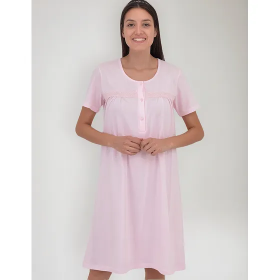 Camisón Manga Corta Con Cartera Y Puntilla Lanzilen