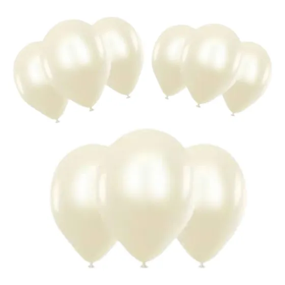 Set 25 Globos Látex Metalizados Color Blanco