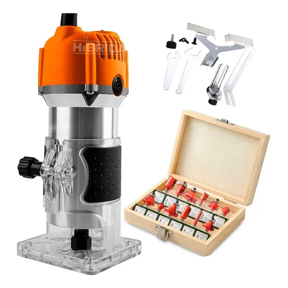 Ruteadora Fresadora Palma 450w+12 Fresas 6,35mm Madera 1/4
