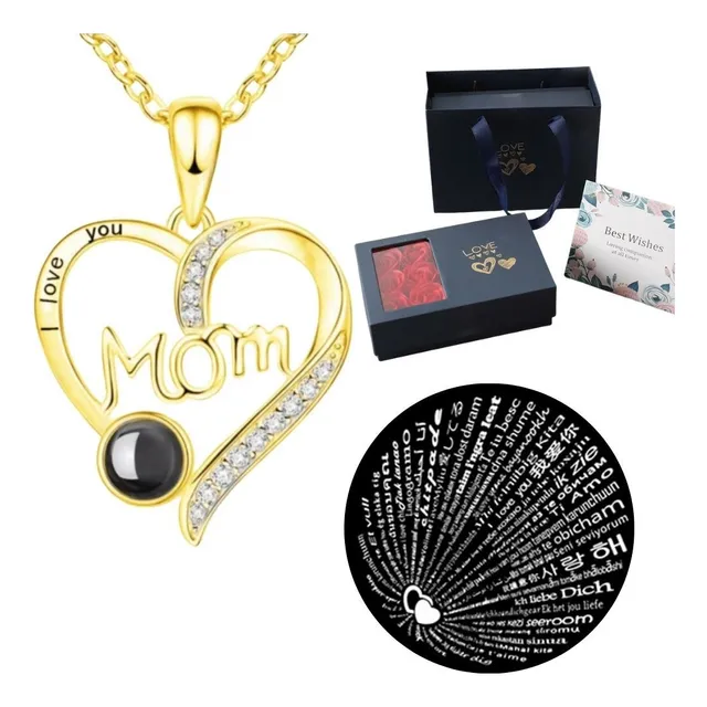 Collar Del Día De Las Madres Cadena Te Amo En 100 Idiomas Dorado