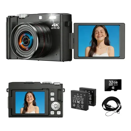 Câmera Compacta Acrensly 077-preta 64 Mpx Com Zoom Digital 18x Para Vlog E Viagens Preto