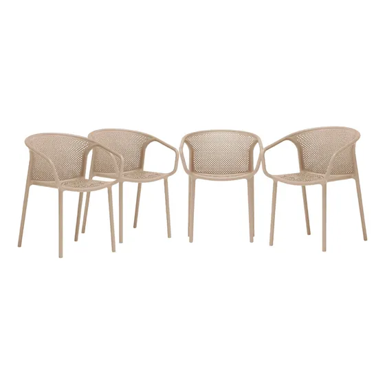 Set De 4 Sillas De Jardin Exterior Diseño Taupe