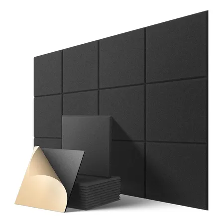 Paneles Acústicos Cuadrados 30x30 Autoadhesivos, 12 Piezas Negro