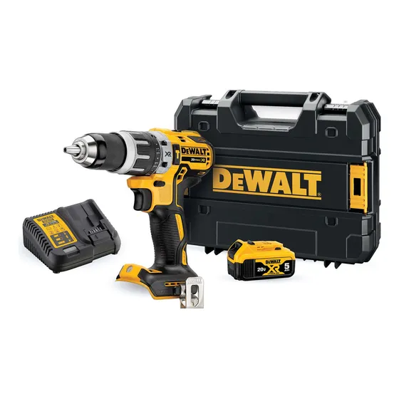 Taladro percutor atornillador inalámbrico de 13mm DeWalt DCD796P1 20V + 1 batería de 5Ah + accesorio con maletín de transporte 20V