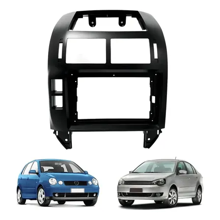 Moldura Painel 9 Polegadas Volkswagen Polo 2003 A 2012 2din Preto Preto