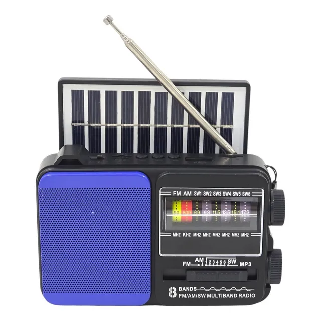 Mini Radio Solar Recargable Tecnolab Tl653 Usb/sd 8 Bandas Color Negro Con Morado