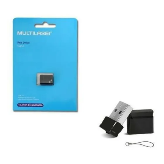 Pen Drive Nano 16gb Leitura 10 Gravação 3mb Preto Multilaser