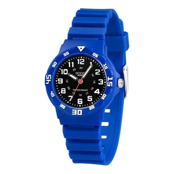 Reloj Analógico Resistente Al Agua, Pulsera Azul Y Negro