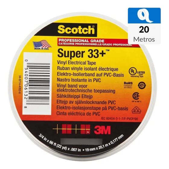 Cinta Aisladora Scotch Super 33+ 19mm X 20mts